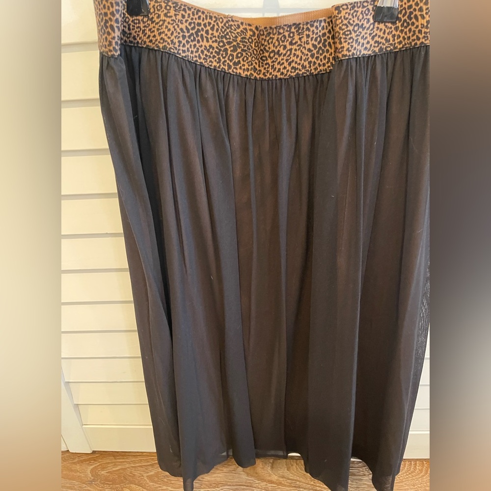 Chico's Black Maxi Skirt with Leopard-Print Waistband